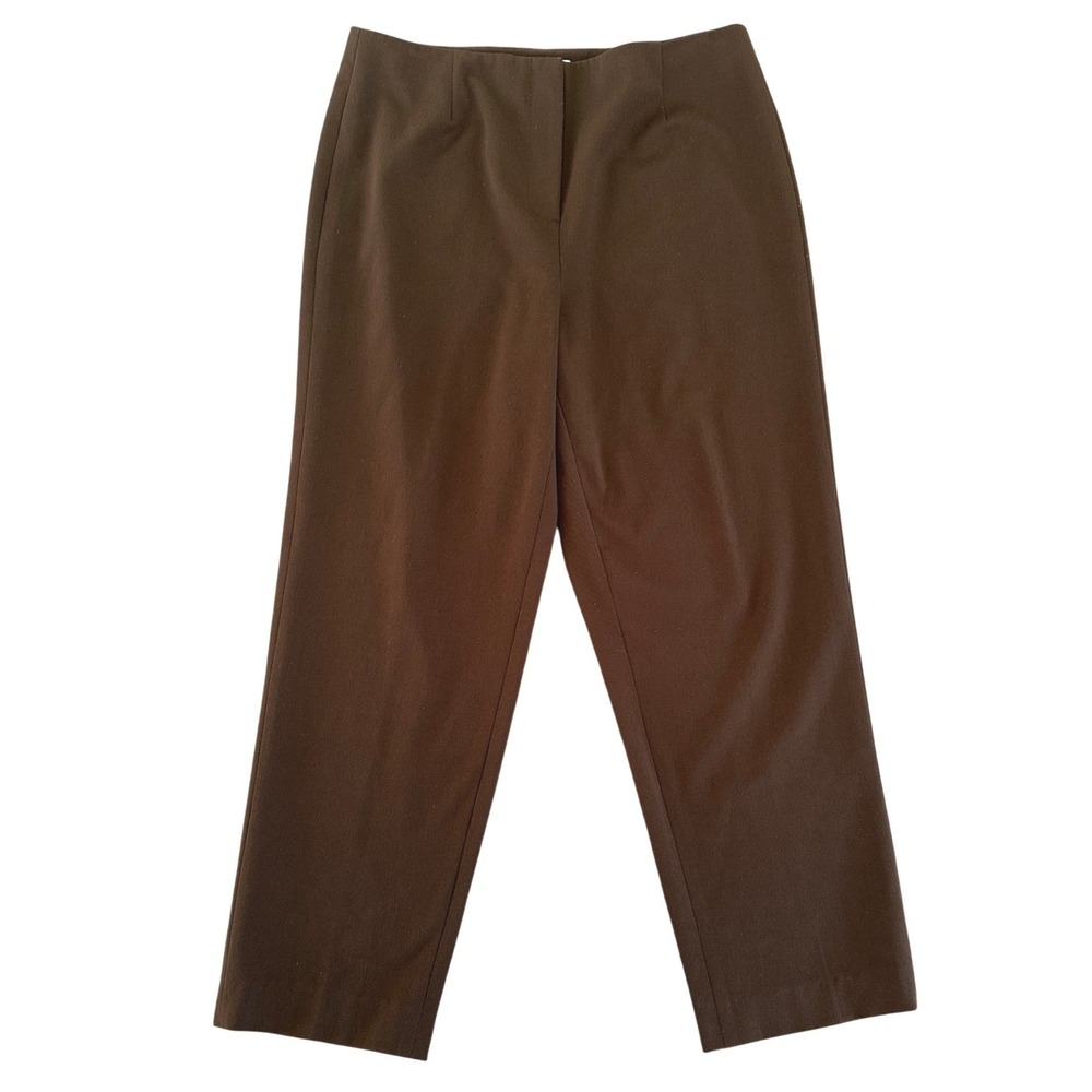 Talbots Trousers Women Brown Stretch Straight Leg Capsule Wardrobe Versatile 14P